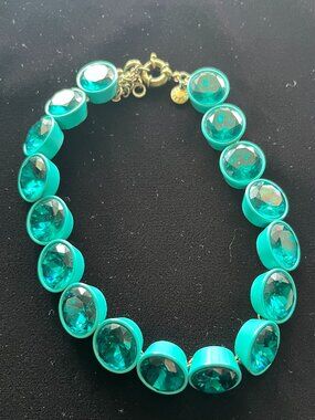 JCrew Jumbo Brulee teal statement necklace